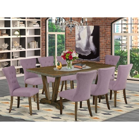 East West Furniture 9 Piece V-Style Dinette Set - Dahlia V777GA740-9
